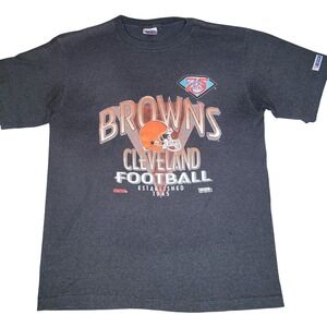 Cleveland Browns NFL Trench Tag Men XL Grey Striped VTG 1994 Shirt Single Stitch